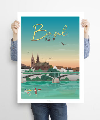 Man holding a poster of Basel