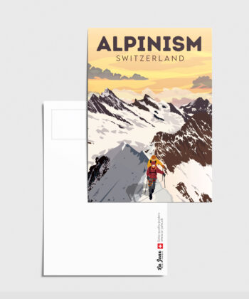 Carte postale d'un alpiniste en montagne