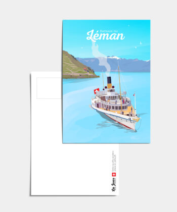Carte postale d'un bateau sur le lac Léman
