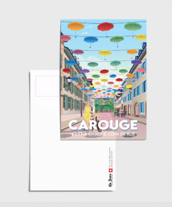 Carte postale de Carouge avec les parapluies