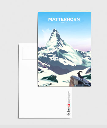 Carte postale du Matterhorn avec un bouquetin