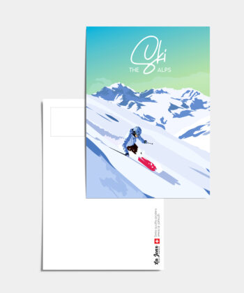Carte postale d'un skieur en montagne