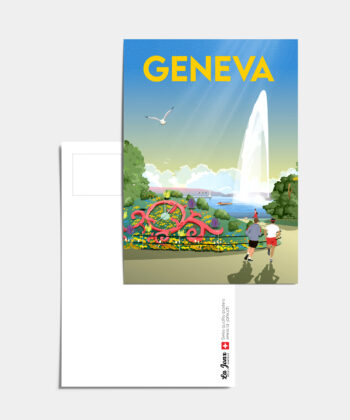 Carte postale de l'horloge fleurie à Genève