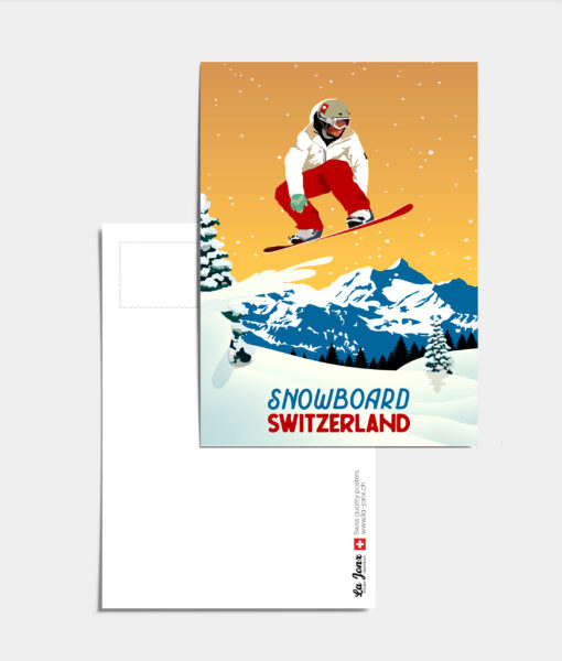 Carte postale d'un snowboardeur qui saute